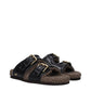 Black Leather Slippers