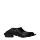 Black Leather Mules
