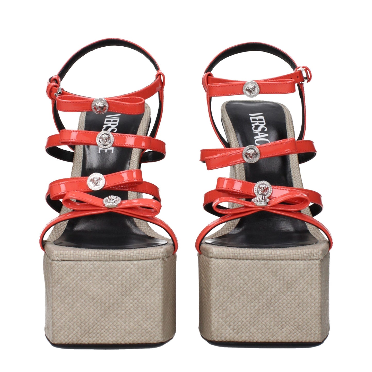 Orange Leather Platform Sandals