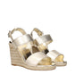 Gold Leather Wedge Sandals