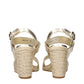 Gold Leather Wedge Sandals