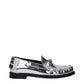 Gray Leather Slip-On Loafers