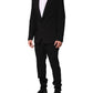 Black Cotton Single Breasted 2 Piece Suit