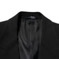 Black Cotton Single Breasted 2 Piece Suit