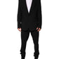 Black Cotton Single Breasted 2 Piece Suit