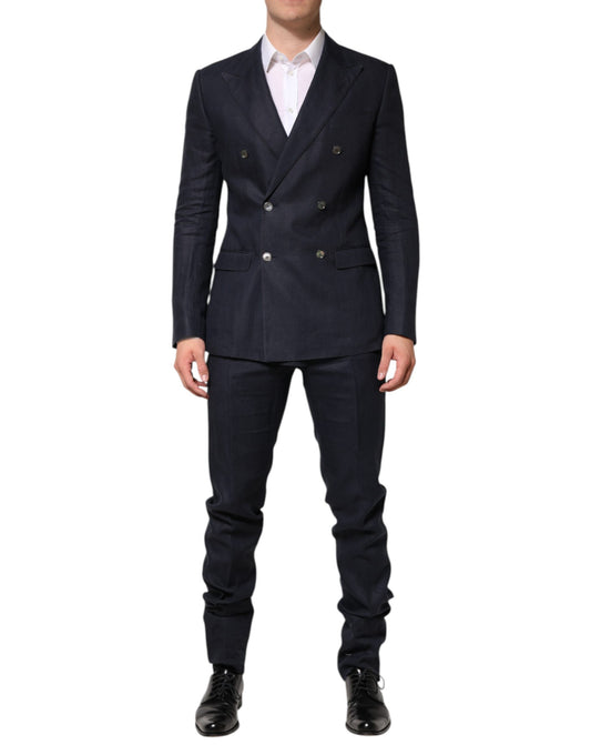 Dark Blue Double Breasted 2 Piece Suit