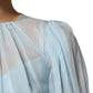 Fuchsia Light Blue Silk Two Tone Midi Dress