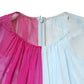 Fuchsia Light Blue Silk Two Tone Midi Dress