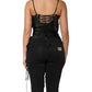 Black Eyelet Embellished Corset Style Top