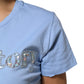 Blue Love Story Sequined Embellished Short Sleeves T-shirt