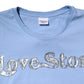 Blue Love Story Sequined Embellished Short Sleeves T-shirt