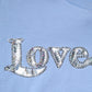 Blue Love Story Sequined Embellished Short Sleeves T-shirt
