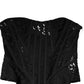 Black Strapless Floral Lace Bustier Cropped Top