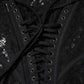 Black Strapless Floral Lace Bustier Cropped Top