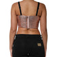 Pink Sequined Nylon Sleeveless Cropped Top
