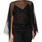 Black See Through Silk Chiffon Lace Blouse Top