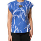 Blue White Cotton Logo Plaque Women Tank Top