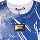 Blue White Cotton Logo Plaque Women Tank Top