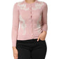 Pink Floral Lace Detailing Cardigan Sweater