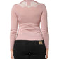 Pink Floral Lace Detailing Cardigan Sweater