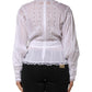 White Cotton Floral Lace Long Sleeves Top