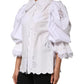 White Ruffled Lace Embellished Blouse Top