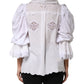 White Ruffled Lace Embellished Blouse Top