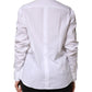 White Crystal Embellished Collared Shirt Top