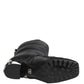 Black Padded Mid Calf Logo Heel Boots Shoes