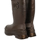 Metallic Brown Pull On Rain Boots Shoes