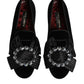 Black VATICANO Crystal Ribbon Slip On Shoes