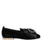 Black VATICANO Crystal Ribbon Slip On Shoes