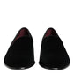 Black Velvet Slip On Loafers Men Formal Shoes