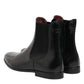 Black Chelsea Slip On Mid Calf Boots Shoes