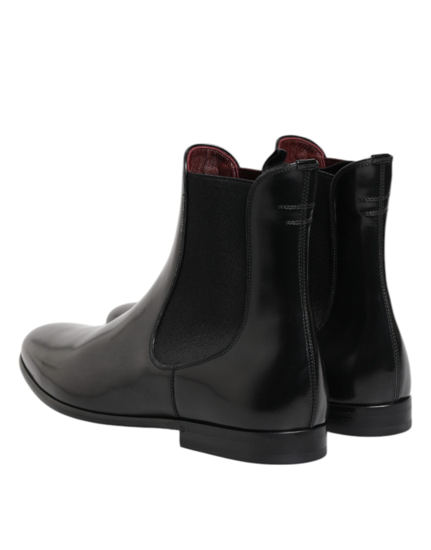 Black Chelsea Slip On Mid Calf Boots Shoes