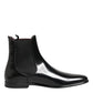 Black Chelsea Slip On Mid Calf Boots Shoes