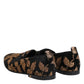 Black Floral Embroidery Men Loafers Shoes