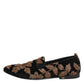 Black Floral Embroidery Men Loafers Shoes