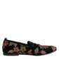 Black Floral Embroidery Men Loafers Shoes