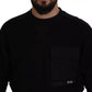 Black Cotton Crewneck Sweatshirt Sweater