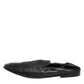 Black Leather Slip On Men Flat Loafers Shoes