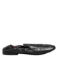 Black Leather Slip On Men Flat Loafers Shoes