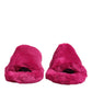 Pink Acrylic Faux Fur Mens Flats Sandals Shoes