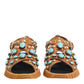 Brown Leather Studded Slides Sandals Shoes