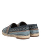 Blue Gray Woven Leather Buffalo Espadrille Shoes