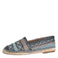 Blue Gray Woven Leather Buffalo Espadrille Shoes