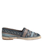 Blue Gray Woven Leather Buffalo Espadrille Shoes