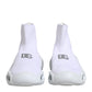 White Silver Slip On Wave Socks Sneakers Shoes