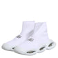 White Silver Slip On Wave Socks Sneakers Shoes