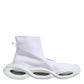White Silver Slip On Wave Socks Sneakers Shoes